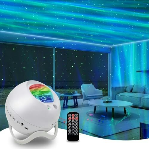 Northern Lights Star Projector with Bluetooth Speaker and White Noise: $31.36
