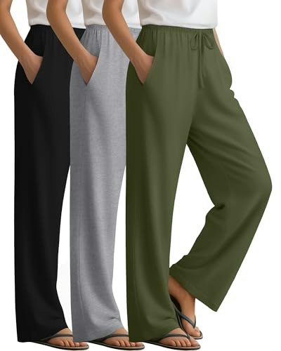 Sweetyweee Women's Wide Leg Lounge Pants 3-Pack: $42.49 Sweetyweee Women's Wide Leg Lounge Pants 3-Pack: $42.49