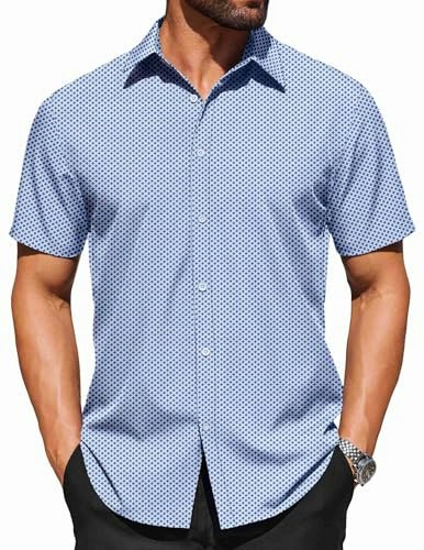 Coofandy Men's Short Sleeve Textured Dress Shirt: $16.99