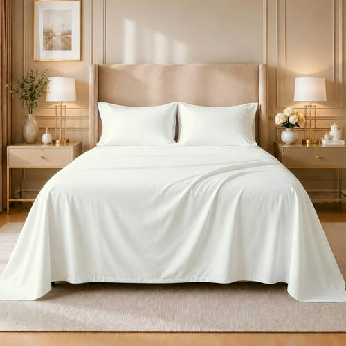Cottingon Twin XL 4-Piece Egyptian Cotton Sheet Set: $22.30