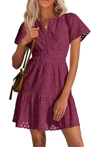 Prettygarden Women's Eyelet Lace Short Dress: $35.90 Prettygarden Women's Eyelet Lace Short Dress: $35.90