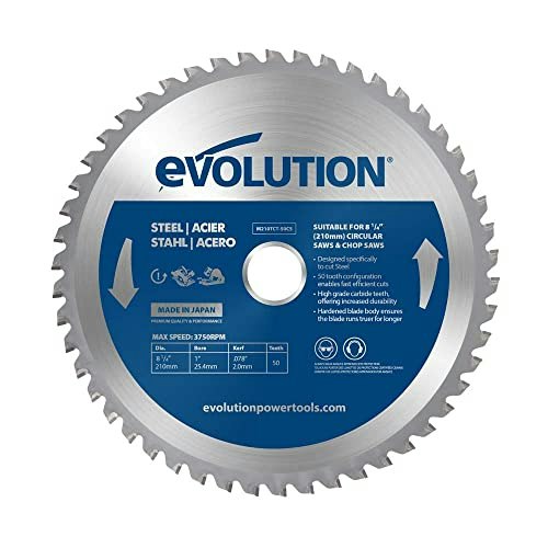 Evolution 8-1/4" 50-Tooth Mild Steel and Ferrous TCT Metal Cutting Saw Blade: $56