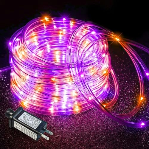 66-Foot 200 LED Orange and Purple Halloween Rope Lights: $16.98 66-Foot 200 LED Orange and Purple Halloween Rope Lights: $16.98