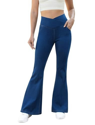 Copyleaf Women's Crossover Bell Bottom Jeggings: $19.97
