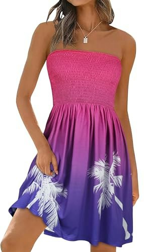 Women's Strapless Coconut Tree Print Sundress: $14.98 Women's Strapless Coconut Tree Print Sundress: $14.98