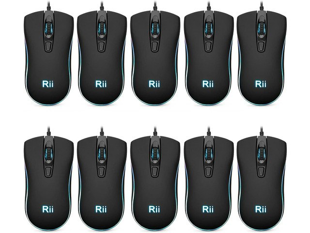 Rii RM105 Wired USB Optical Mouse 10-Pack: $79.89