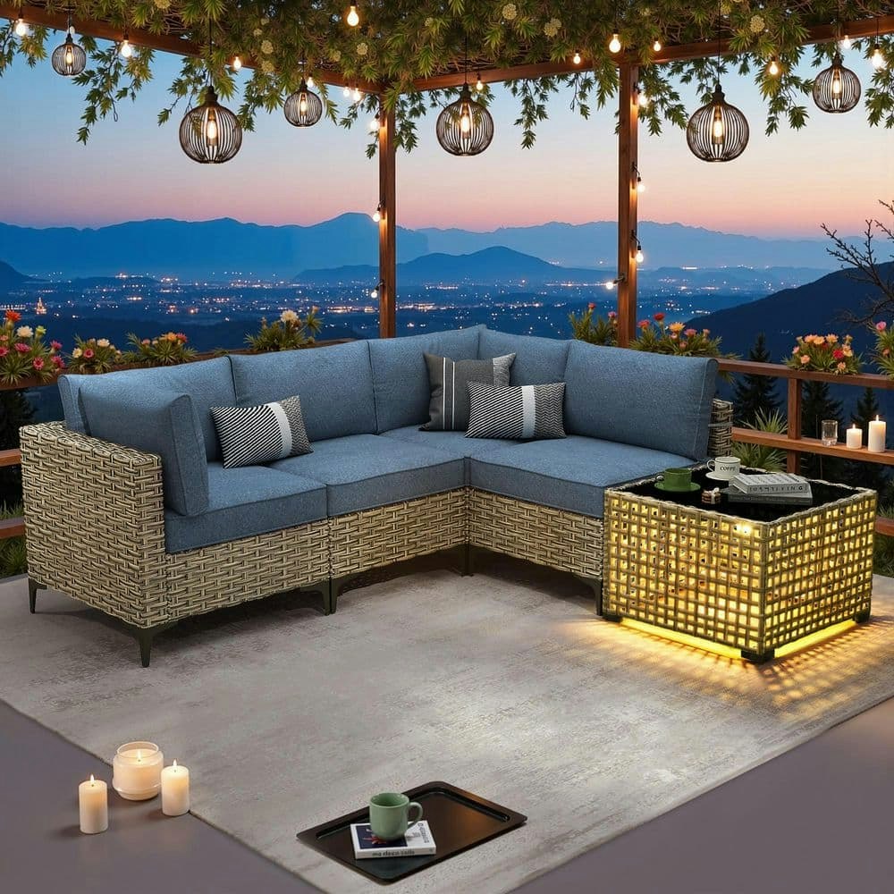 Holly Gray 5-Piece Wicker Patio Conversation Seating Set: $544 Holly Gray 5-Piece Wicker Patio Conversation Seating Set: $544