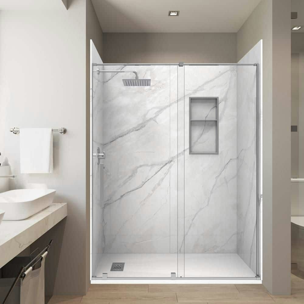 36" x 60" x 84" Composite Stone Alcove Shower Wall and Base Kit: $3,099 36" x 60" x 84" Composite Stone Alcove Shower Wall and Base Kit: $3,099