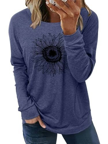 Onlypuff Women's Sunflower Graphic Long Sleeve Shirt: $19.98
