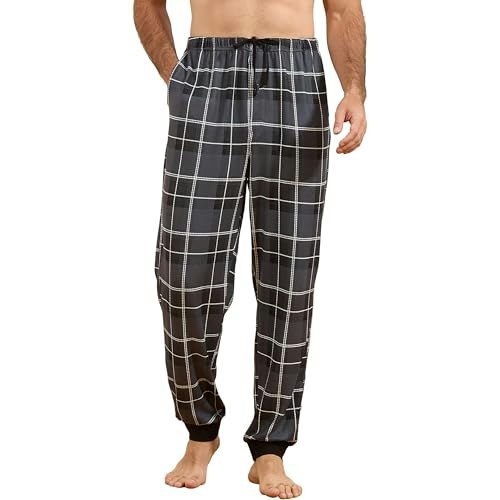 Vulcanodon Men's Plaid Jogger Pajama Pants: $17.98