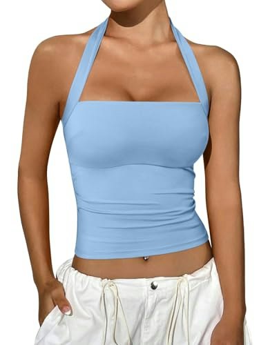 Reoria Women's Sleeveless Halter Crop Tank Top: $29.96