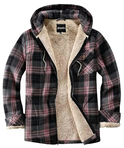 Elesuit Women's Flannel Plaid Sherpa Fleece Zip Hoodie: $33.98