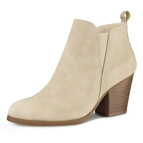 Mysoft Women's Stacked Chunky Heel Ankle Boots: $37.98