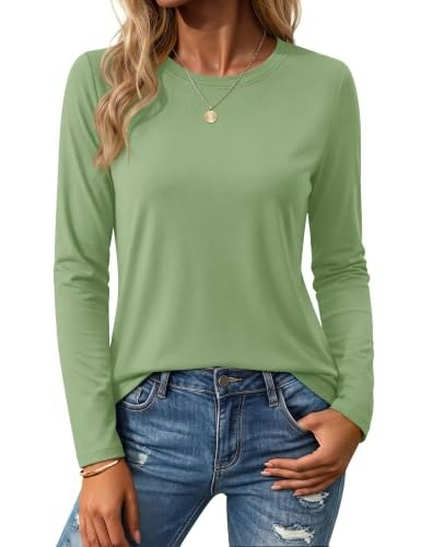 Yucolen Women's Long Sleeve Cotton T-Shirt: $14.98