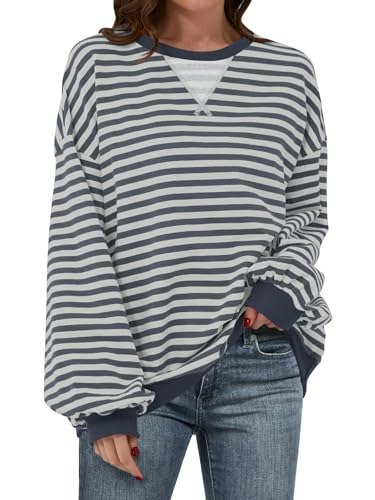 Anrabess Women's Striped Oversized Sweatshirt: $19.98 Anrabess Women's Striped Oversized Sweatshirt: $19.98