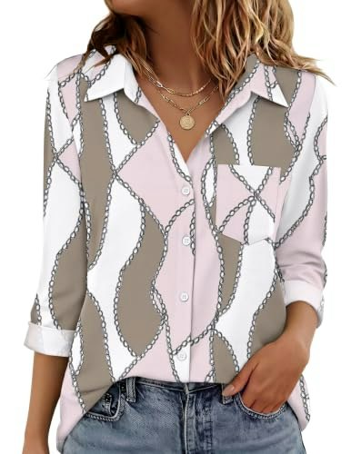 Zeagoo Women's V-Neck Button Down Blouse: $12.49 Zeagoo Women's V-Neck Button Down Blouse: $12.49