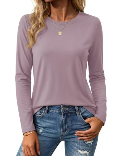 Yucolen Women's Long Sleeve Cotton T-Shirt: $14.98 Yucolen Women's Long Sleeve Cotton T-Shirt: $14.98