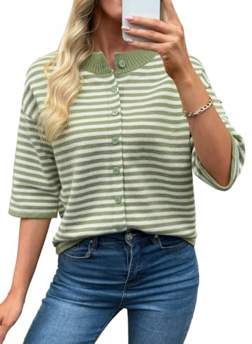 Evaless Women's 3/4 Sleeve Button Knit Cardigan: $19.98 Evaless Women's 3/4 Sleeve Button Knit Cardigan: $19.98