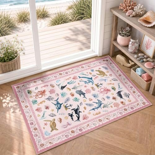 Arenarug 2x3 Coastal Ocean Washable Entryway Rug: $16.99