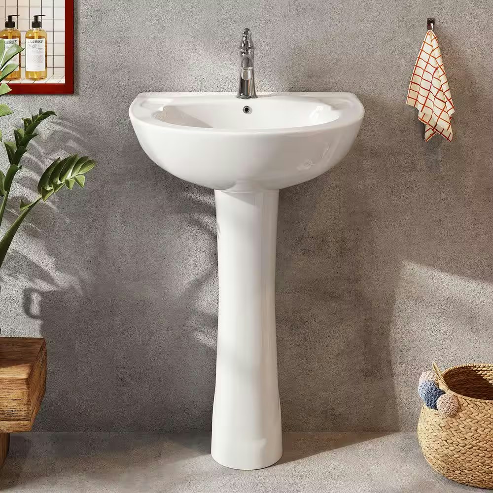 Hanikes Classic 20" Tall U-Shape Pedestal Bathroom Sink w/ Overflow: $109 Hanikes Classic 20" Tall U-Shape Pedestal Bathroom Sink w/ Overflow: $109