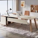 Byblight Lanita 71" L-Shaped White Wood 2-Drawer Executive Desk w/ Cabinet for $172 in cart + free shipping