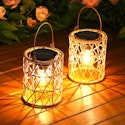 Kooper Solar Rattan Hanging Lantern Outdoor Lights 2-Pack for $21 + free shipping w/ Prime