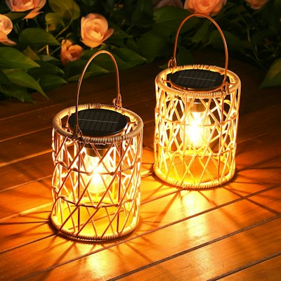 Kooper Solar Rattan Hanging Lantern Outdoor Lights 2-Pack for $21 + free shipping w/ Prime