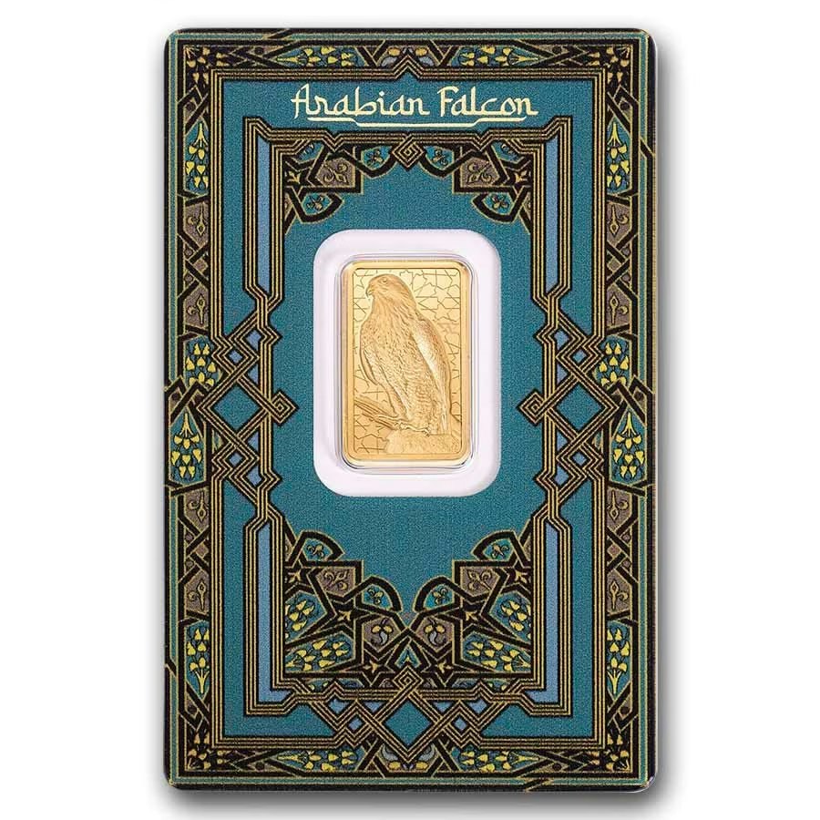 PAMP Suisse Arabian Falcon 5 Gram Gold Bar w/ Assay & Frame: $809