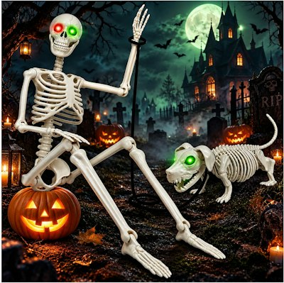 36" Skeleton w/ Dog Skeleton Decoration for $32 + free shipping w/ Prime