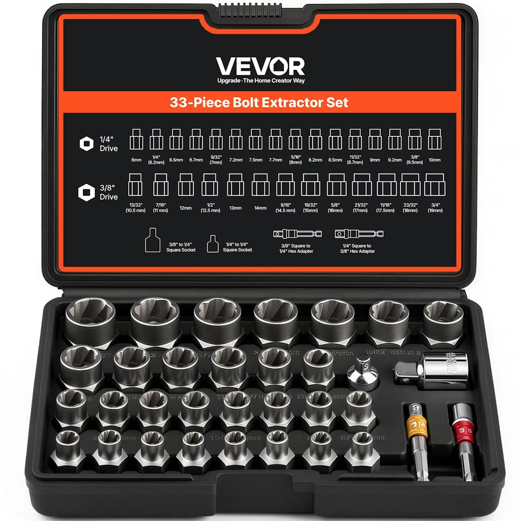 Vevor 32-Piece 6mm to 10mm Bolt & Nut Extractor Set: $38