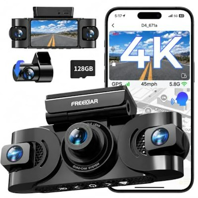 Freexar 4-Channel 4K 360-Degree Dash Cam w/ 128GB Card for $100 + free shipping