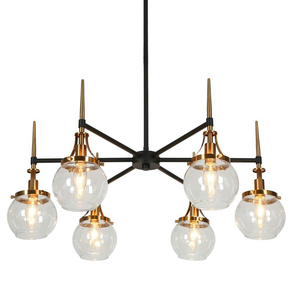 LNC Capensis 6-Light 27.6" Matte Black and Gold Chandelier: $339.99