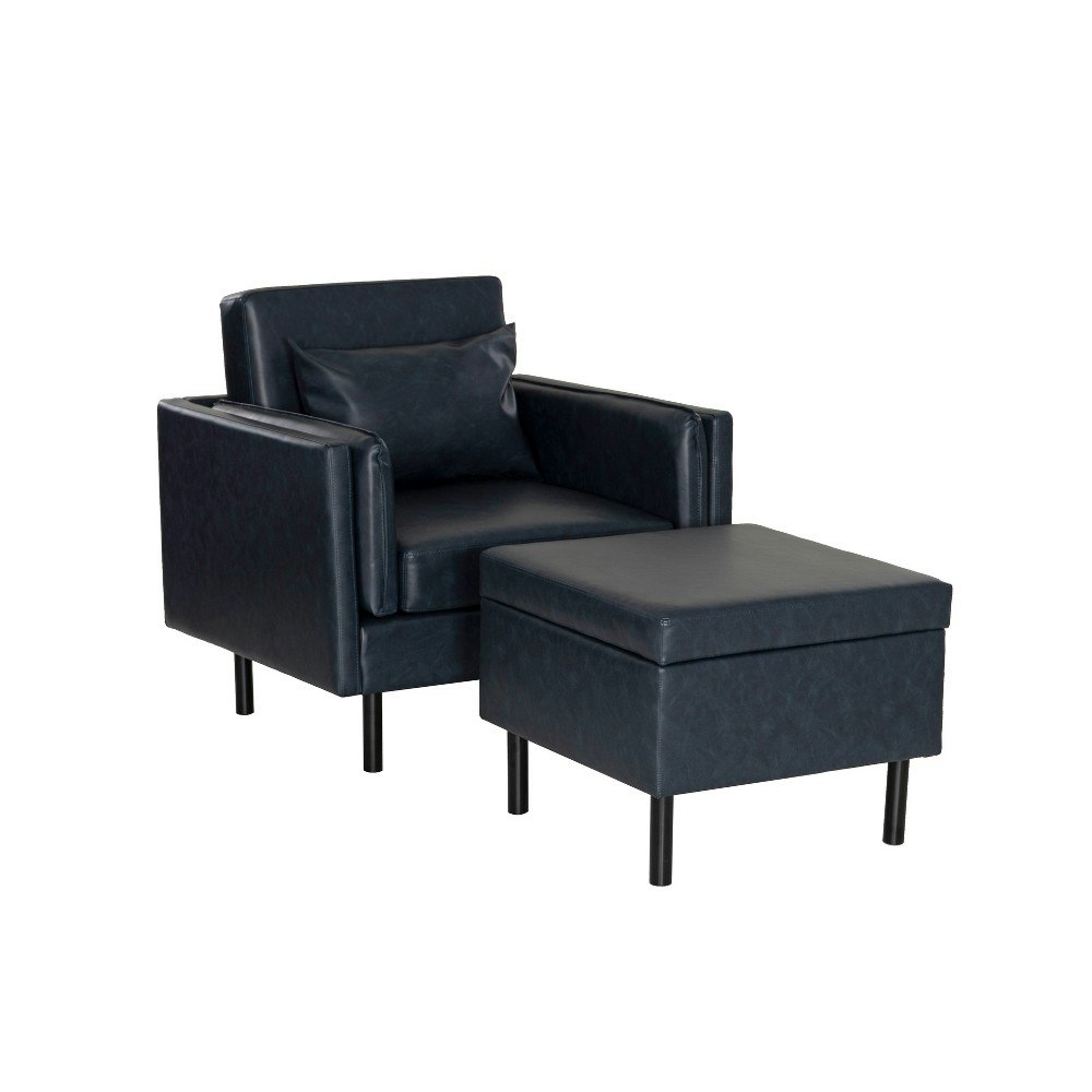 Linon Wallis Faux Leather Chair and Ottoman: $333.99 Linon Wallis Faux Leather Chair and Ottoman: $333.99