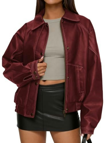 Prettygarden Women's Oversized Faux Leather Jacket: $39.98
