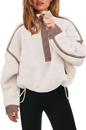 Panadila Women's Half Zip Sherpa Fleece Pullover Jacket: $38.24