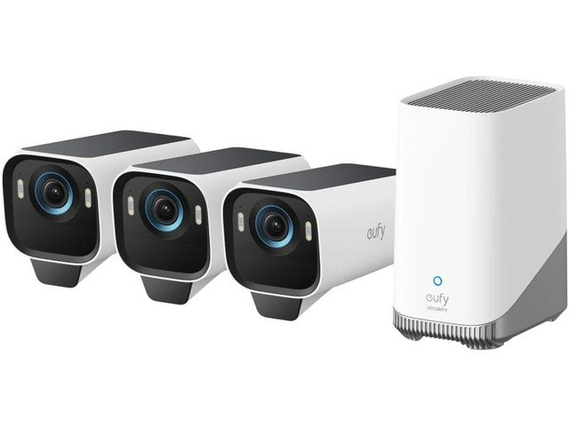 Eufy Security S3 Pro 3-Cam Solar-Powered Wireless 4K Security Camera Kit: $699.99 Eufy Security S3 Pro 3-Cam Solar-Powered Wireless 4K Security Camera Kit: $699.99