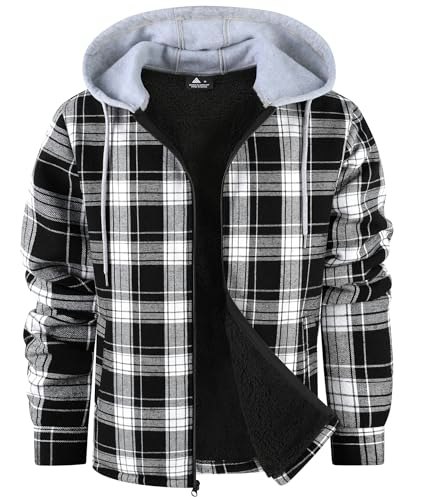 Wenttuo Men's Fleece-Lined Flannel Plaid Jacket: $39.09