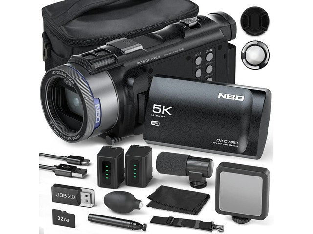 Camcorder 5K 48MP Vlogging Camera with 32GB Card and 2 Batteries: $224.99