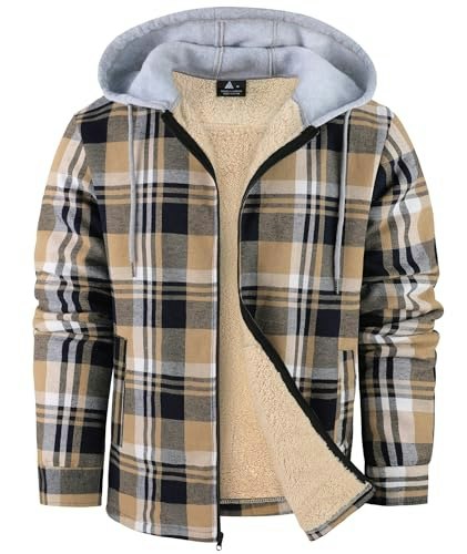 Wenttuo Men's Fleece-Lined Flannel Plaid Jacket: $33.99