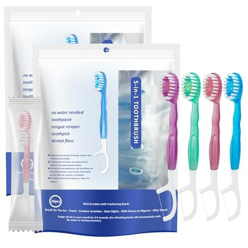 Malisseladi 5-in-1 Disposable Travel Toothbrush Set 104-Pack: $14.36