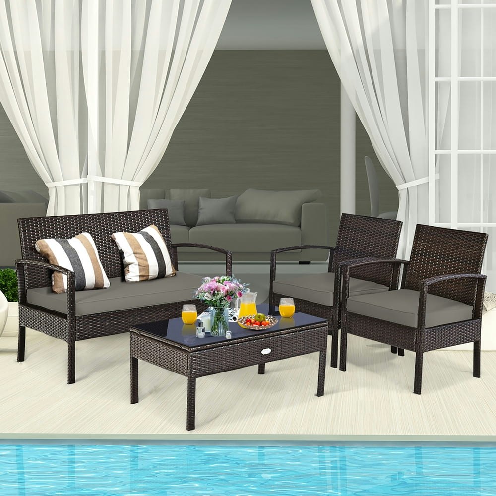 Costway 4-Piece Rattan Wicker Patio Furniture Set: $129.99 Costway 4-Piece Rattan Wicker Patio Furniture Set: $129.99