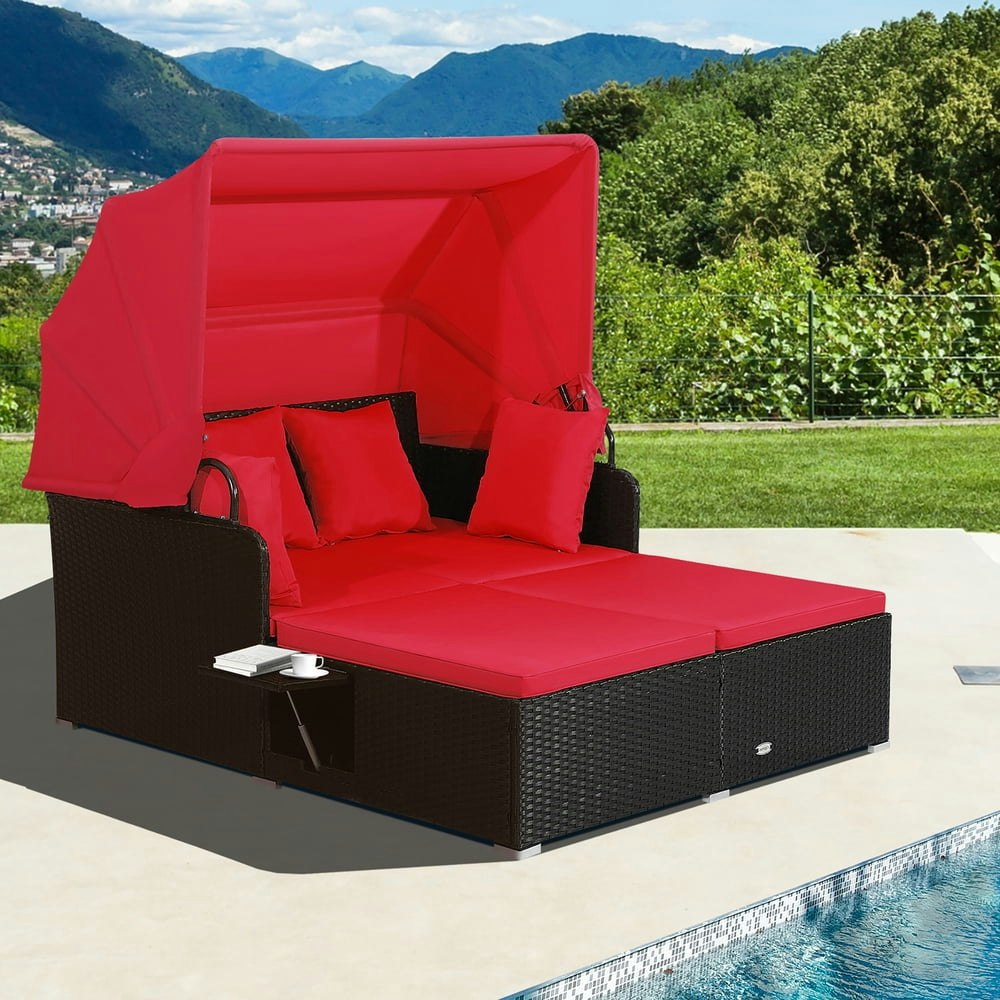 Costway Rattan Patio Daybed with Retractable Canopy and Side Tables: $240.47 Costway Rattan Patio Daybed with Retractable Canopy and Side Tables: $240.47
