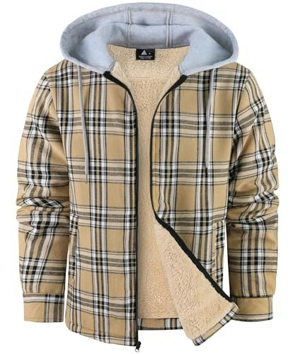 Wenttuo Men's Fleece-Lined Flannel Plaid Jacket: $33.99