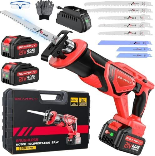 21V Cordless Brushless Reciprocating Saw with 2 Batteries and 8 Blades: $63.99 21V Cordless Brushless Reciprocating Saw with 2 Batteries and 8 Blades: $63.99