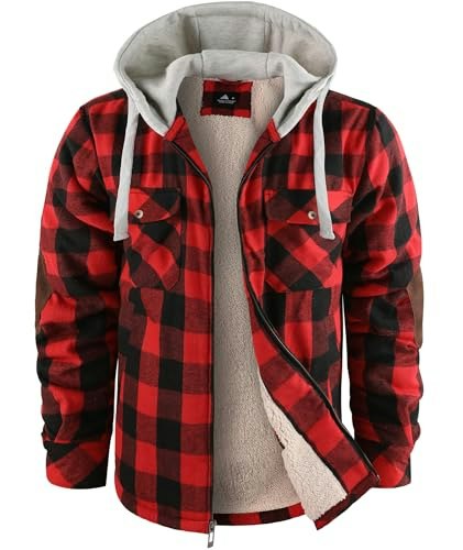 Wenttuo Men's Fleece-Lined Flannel Plaid Jacket: $39.09