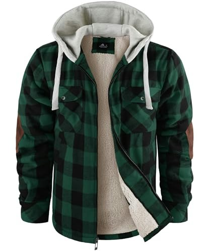 Wenttuo Men's Fleece-Lined Flannel Plaid Jacket: $39.09