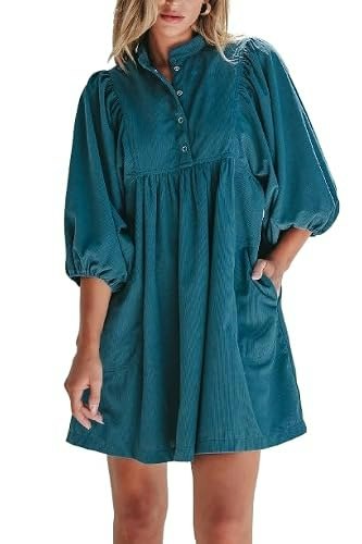 Opemiby Women's Corduroy Mini Babydoll Dress: $24.54 Opemiby Women's Corduroy Mini Babydoll Dress: $24.54