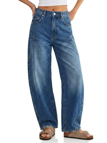 Flowyair Women's High-Waisted Wide-Leg Barrel Jeans: $34.48 Flowyair Women's High-Waisted Wide-Leg Barrel Jeans: $34.48
