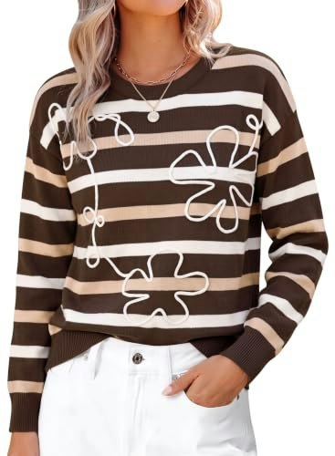 Sidefeel Women's Long Sleeve Crewneck 3D Flower Sweater: $19.98 Sidefeel Women's Long Sleeve Crewneck 3D Flower Sweater: $19.98