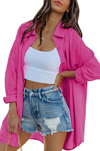 Fshaoes Women's Oversized Button-Down Blouse: $25.26 Fshaoes Women's Oversized Button-Down Blouse: $25.26